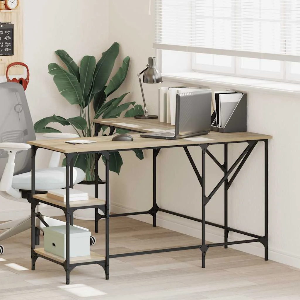 Bureau 139 x 139 x 75 cm chêne sonoma bois d'ingénierie – vue d’ensemble