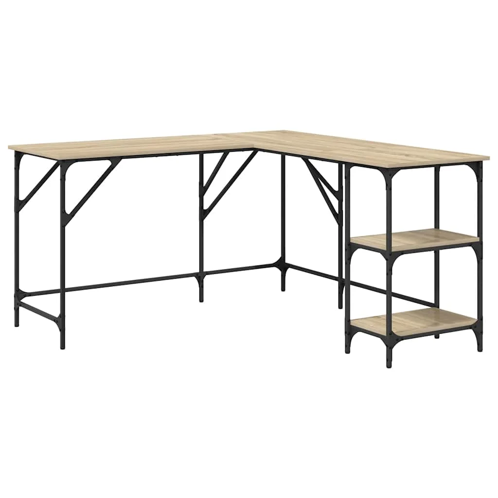 Bureau 139 x 139 x 75 cm chêne sonoma bois d'ingénierie – vue de côté