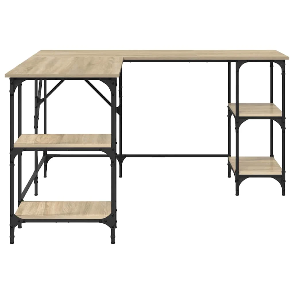 Bureau 139 x 139 x 75 cm chêne sonoma bois d'ingénierie – modèle 2 – vue de dessus