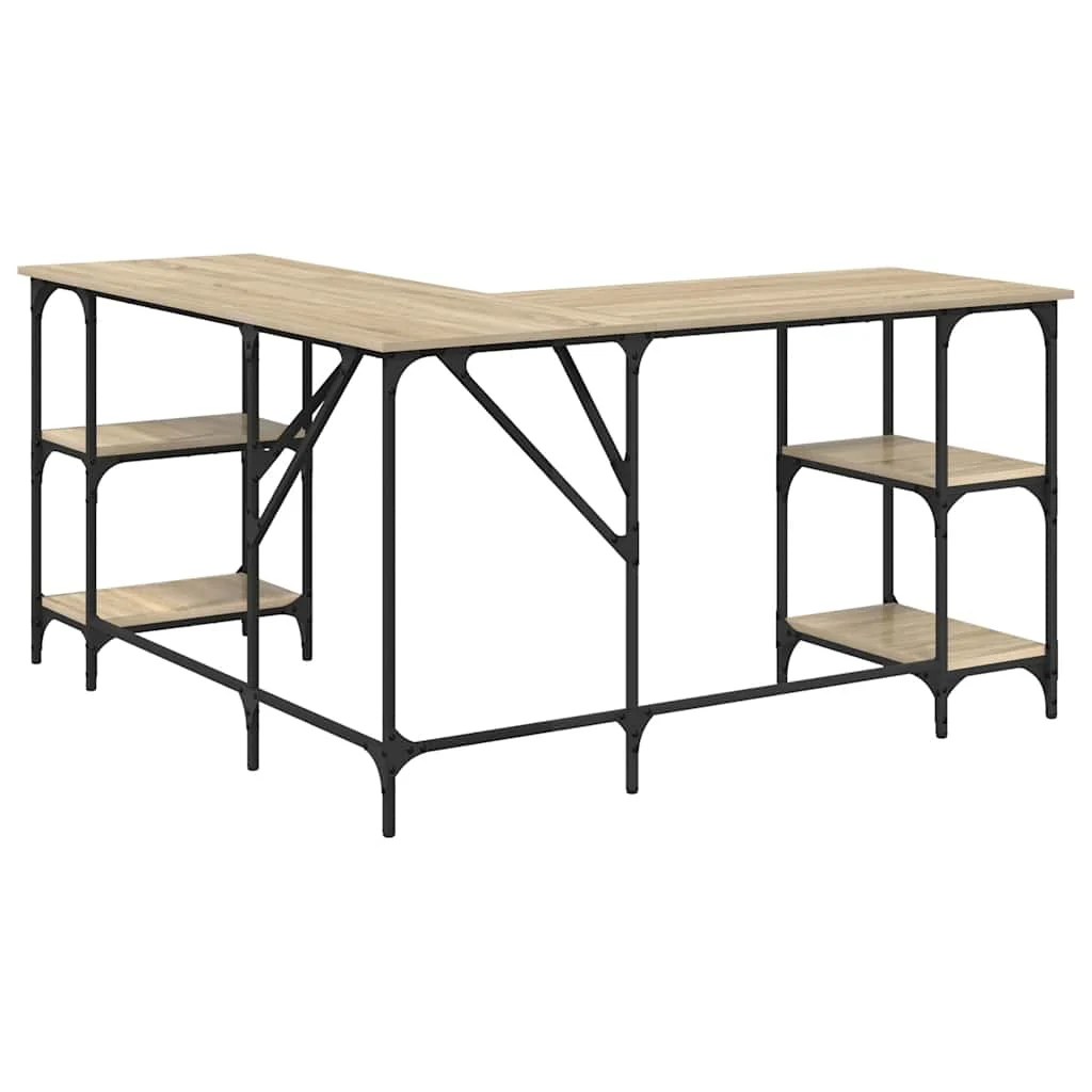 Bureau 139 x 139 x 75 cm chêne sonoma bois d'ingénierie – modèle 2 – vue de dos
