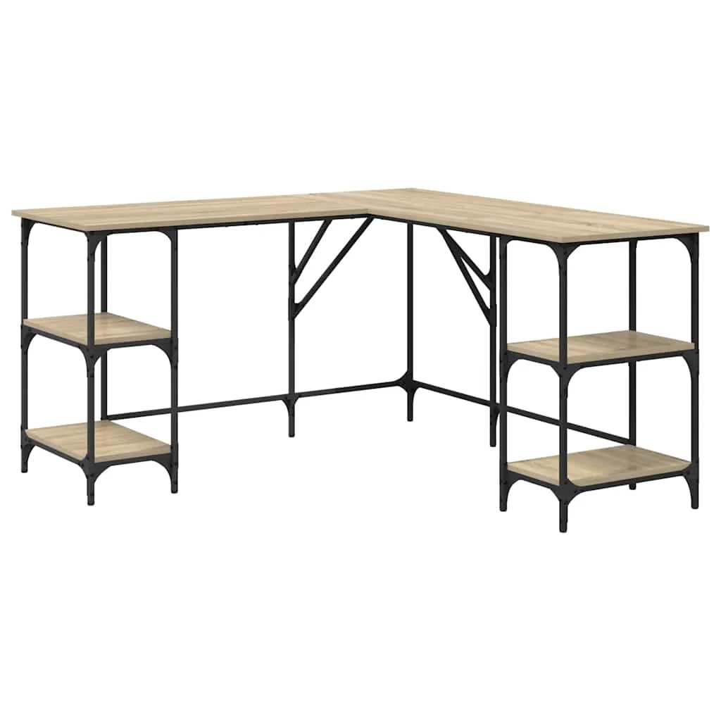 Bureau 139 x 139 x 75 cm chêne sonoma bois d'ingénierie – modèle 2 – vue de côté
