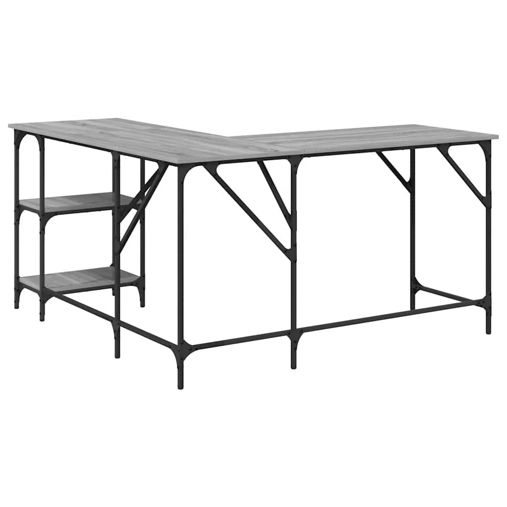 Bureau 139 x 139 x 75 cm sonoma gris bois d'ingénierie – vue de dos