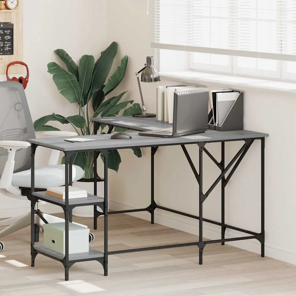 Bureau 139 x 139 x 75 cm sonoma gris bois d'ingénierie – vue d’ensemble