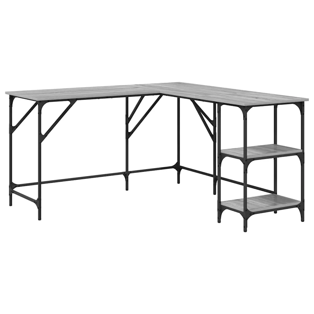 Bureau 139 x 139 x 75 cm sonoma gris bois d'ingénierie – vue de côté