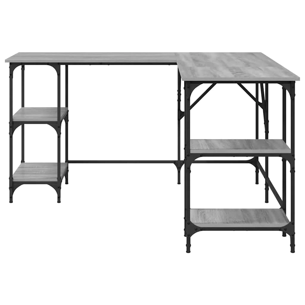 Bureau 139 x 139 x 75 cm sonoma gris bois d'ingénierie – modèle 2 – vue de dessus