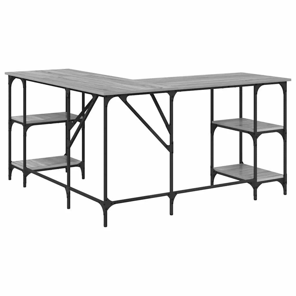 Bureau 139 x 139 x 75 cm sonoma gris bois d'ingénierie – modèle 2 – vue de dos