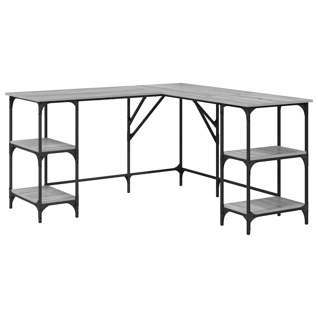 Bureau 139 x 139 x 75 cm sonoma gris bois d'ingénierie – modèle 2 – vue de côté