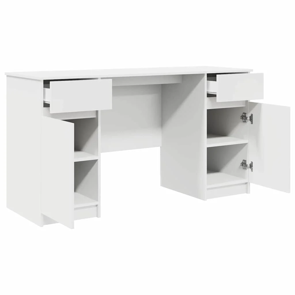 Bureau 140 x 49 x 76 cm blanc bois d'ingénierie – vue de dessus