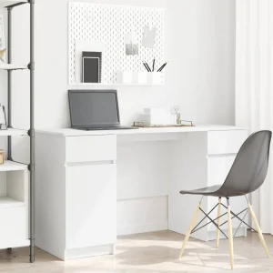 Bureau 140 x 49 x 76 cm blanc bois d'ingénierie – vue d’ensemble