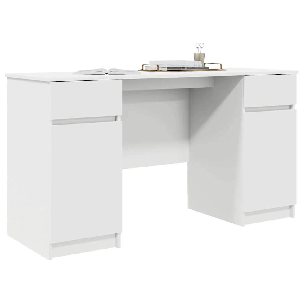 Bureau 140 x 49 x 76 cm blanc bois d'ingénierie – vue de détail