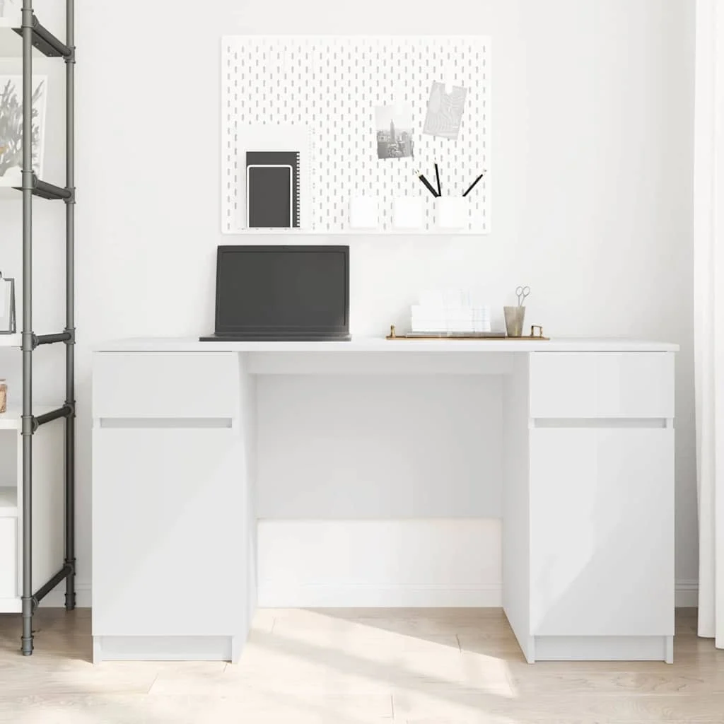 Bureau 140 x 49 x 76 cm blanc bois d'ingénierie – vue en situation