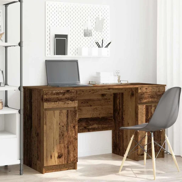 Bureau 140 x 49 x 76 cm bois ancien bois d'ingénierie – vue d’ensemble