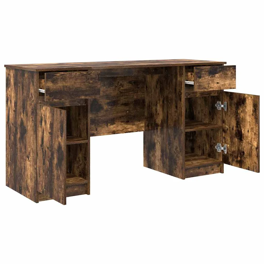 Bureau 140 x 49 x 76 cm chêne fumé bois d'ingénierie – vue de dessus