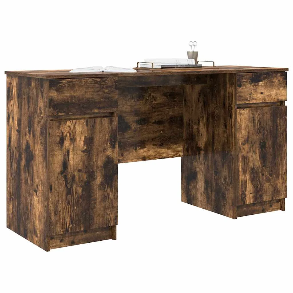 Bureau 140 x 49 x 76 cm chêne fumé bois d'ingénierie – vue de détail