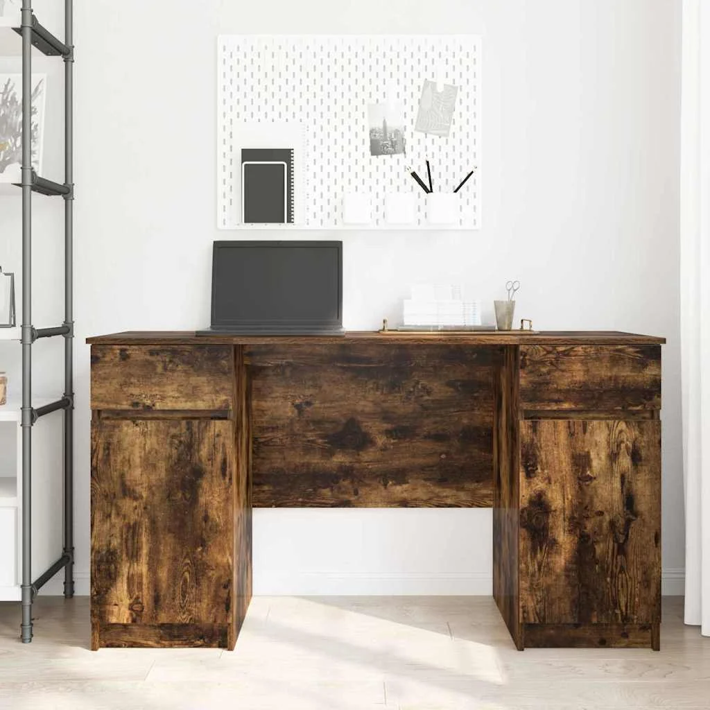 Bureau 140 x 49 x 76 cm chêne fumé bois d'ingénierie – vue en situation