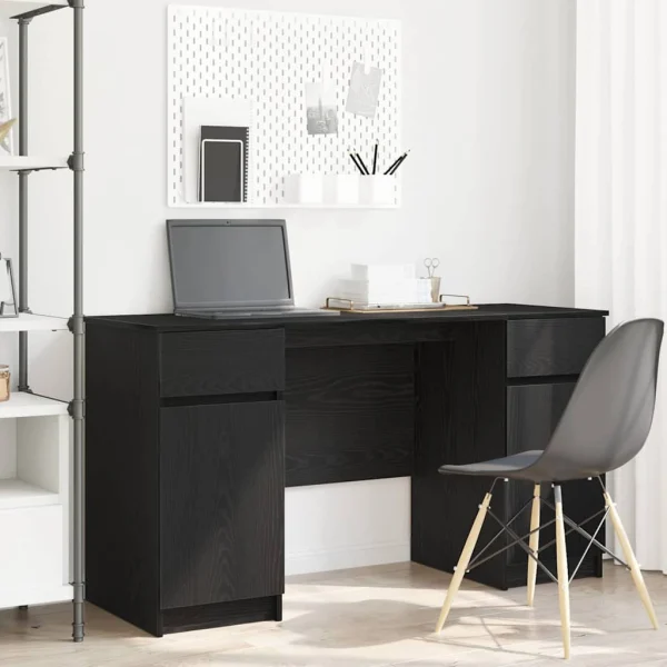 Bureau 140 x 49 x 76 cm chêne noir bois d'ingénierie – vue d’ensemble