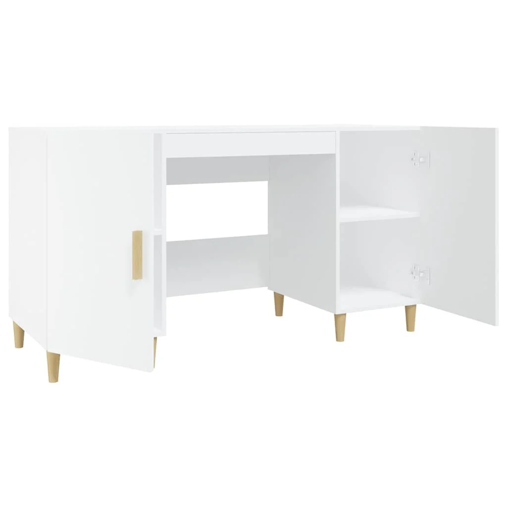 Bureau 140 x 50 x 75 cm blanc bois d'ingénierie – vue de dessus