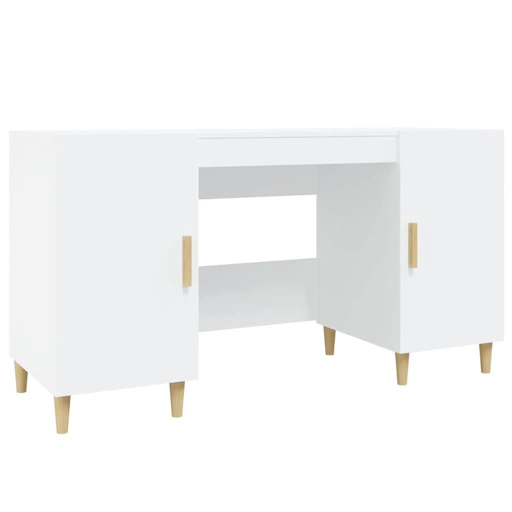 Bureau 140 x 50 x 75 cm blanc bois d'ingénierie – vue de côté