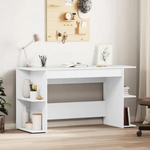 Bureau 140 x 50 x 75 cm blanc bois d'ingénierie – modèle 10 – vue d’ensemble