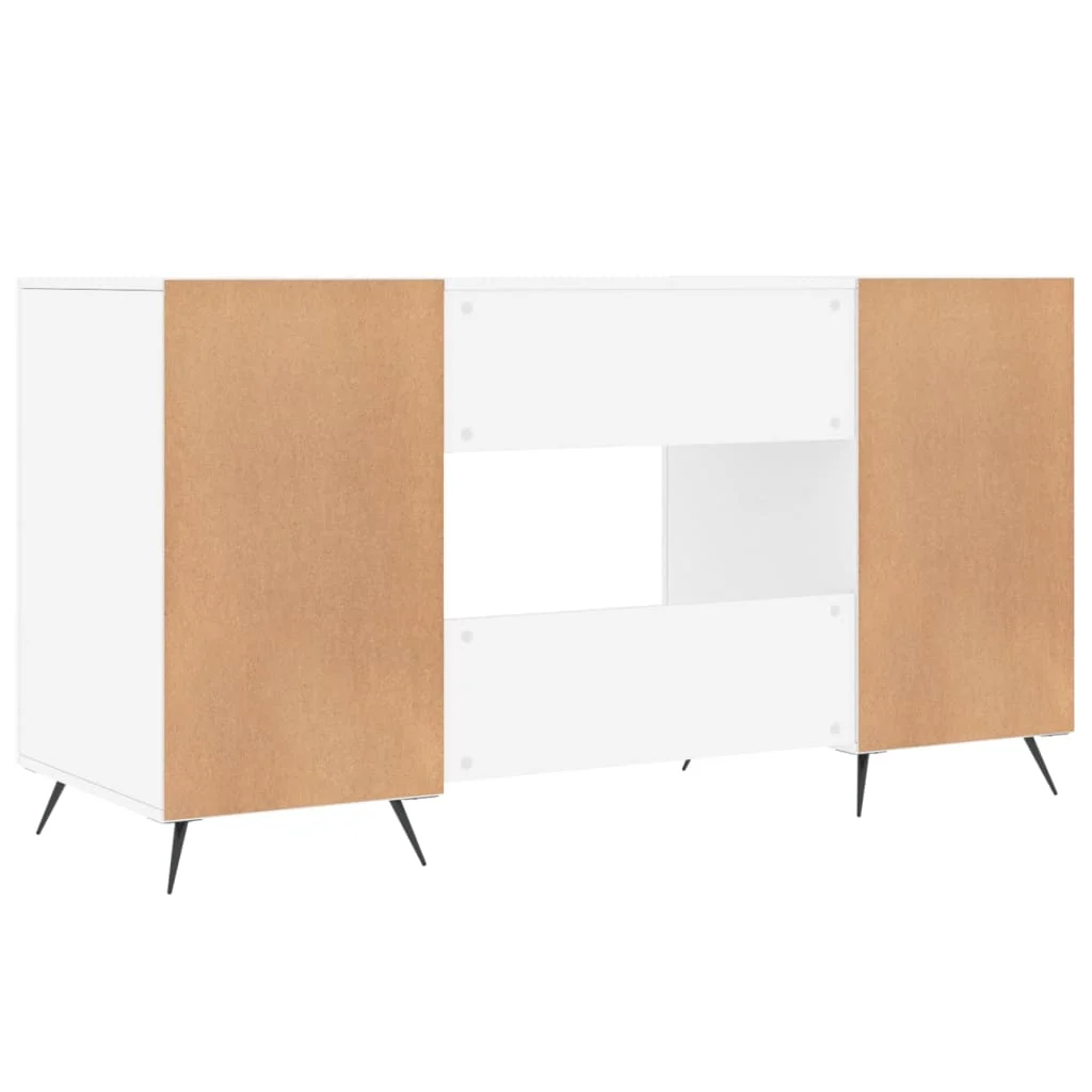 Bureau 140 x 50 x 75 cm blanc bois d'ingénierie – modèle 3 – vue de dessus