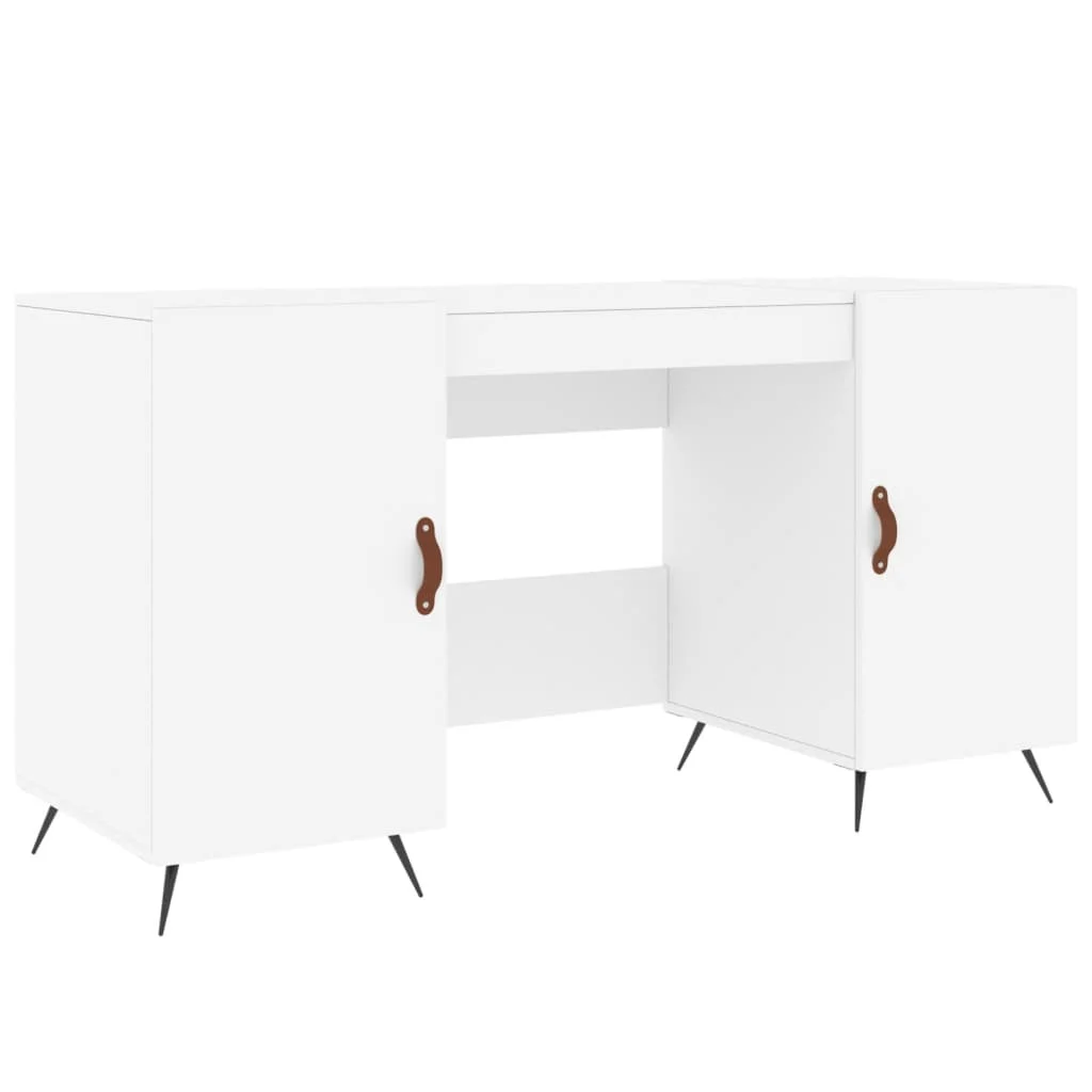 Bureau 140 x 50 x 75 cm blanc bois d'ingénierie – modèle 3 – vue de côté