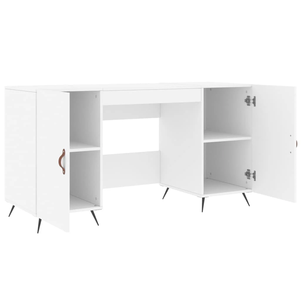 Bureau 140 x 50 x 75 cm blanc bois d'ingénierie – modèle 3 – vue de détail