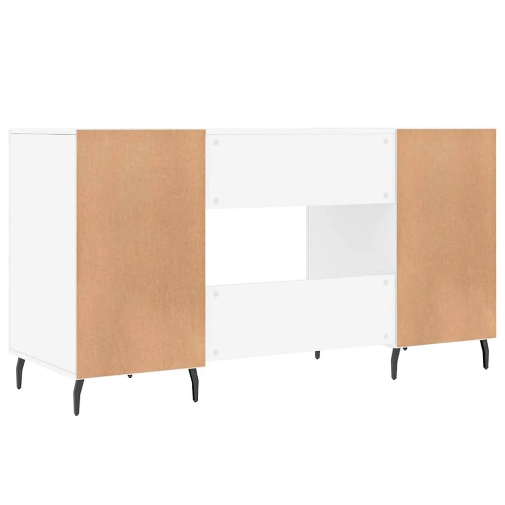 Bureau 140 x 50 x 75 cm blanc bois d'ingénierie – modèle 8 – vue de dessus