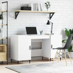 Bureau 140 x 50 x 75 cm blanc bois d'ingénierie – modèle 8 – vue d’ensemble