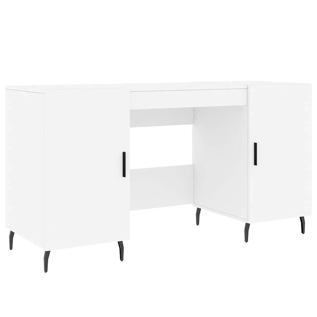 Bureau 140 x 50 x 75 cm blanc bois d'ingénierie – modèle 8 – vue de côté