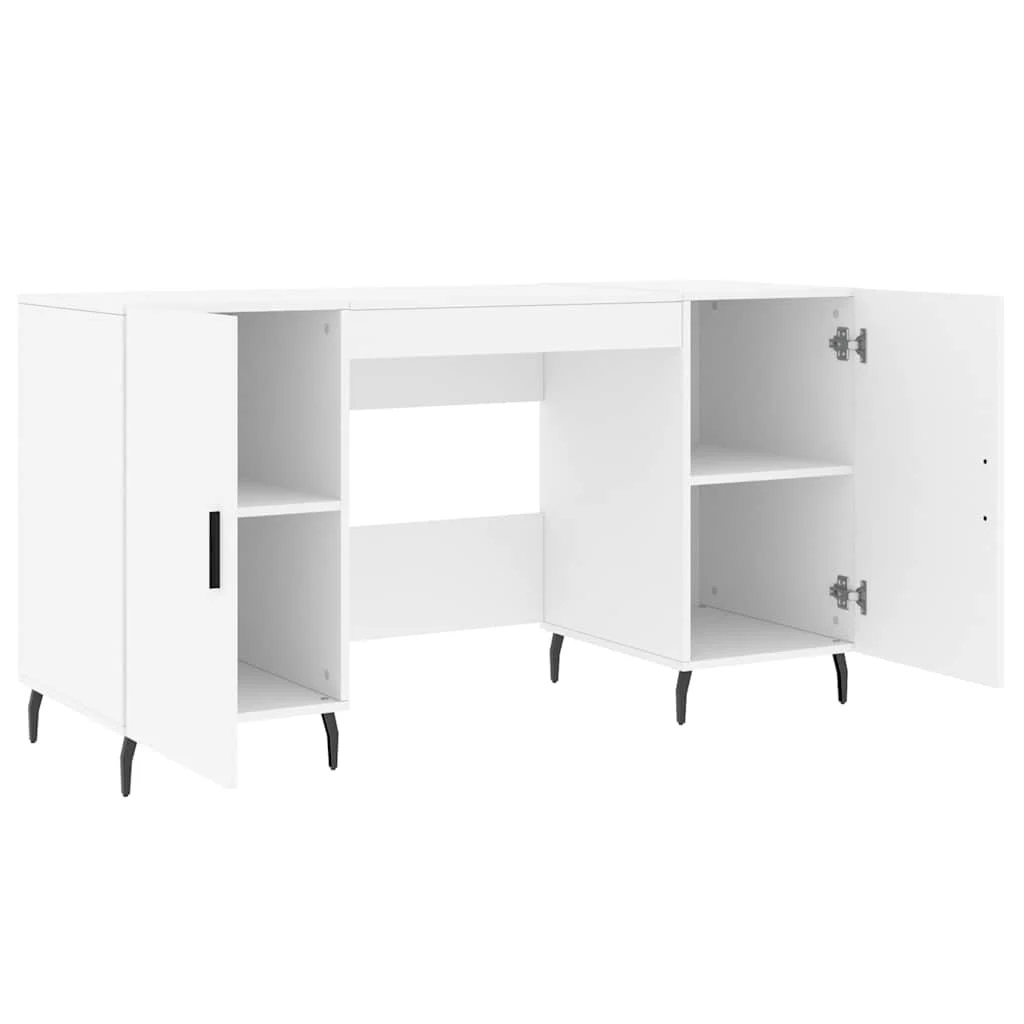 Bureau 140 x 50 x 75 cm blanc bois d'ingénierie – modèle 8 – vue de détail
