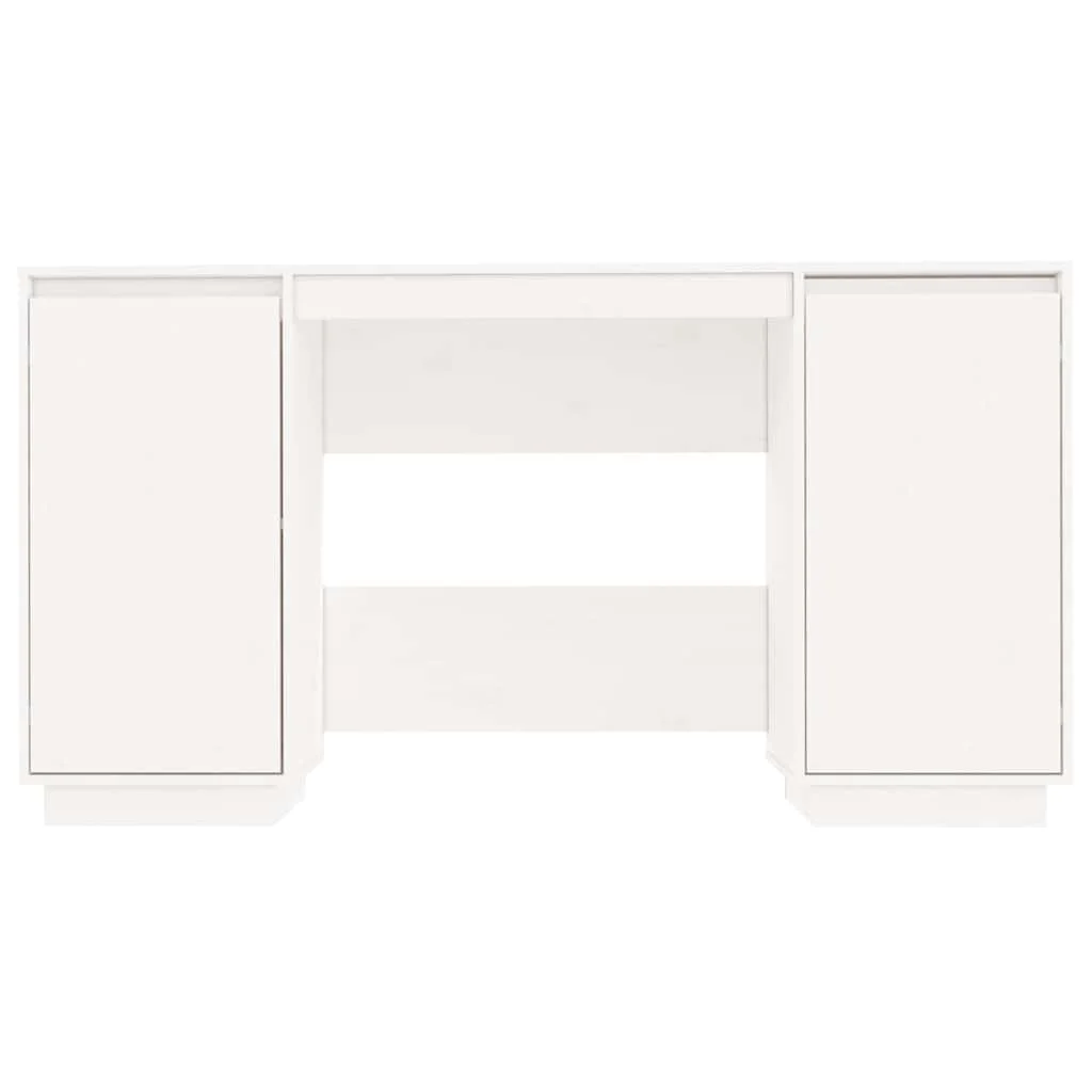 Bureau 140 x 50 x 75 cm blanc bois massif – vue en situation