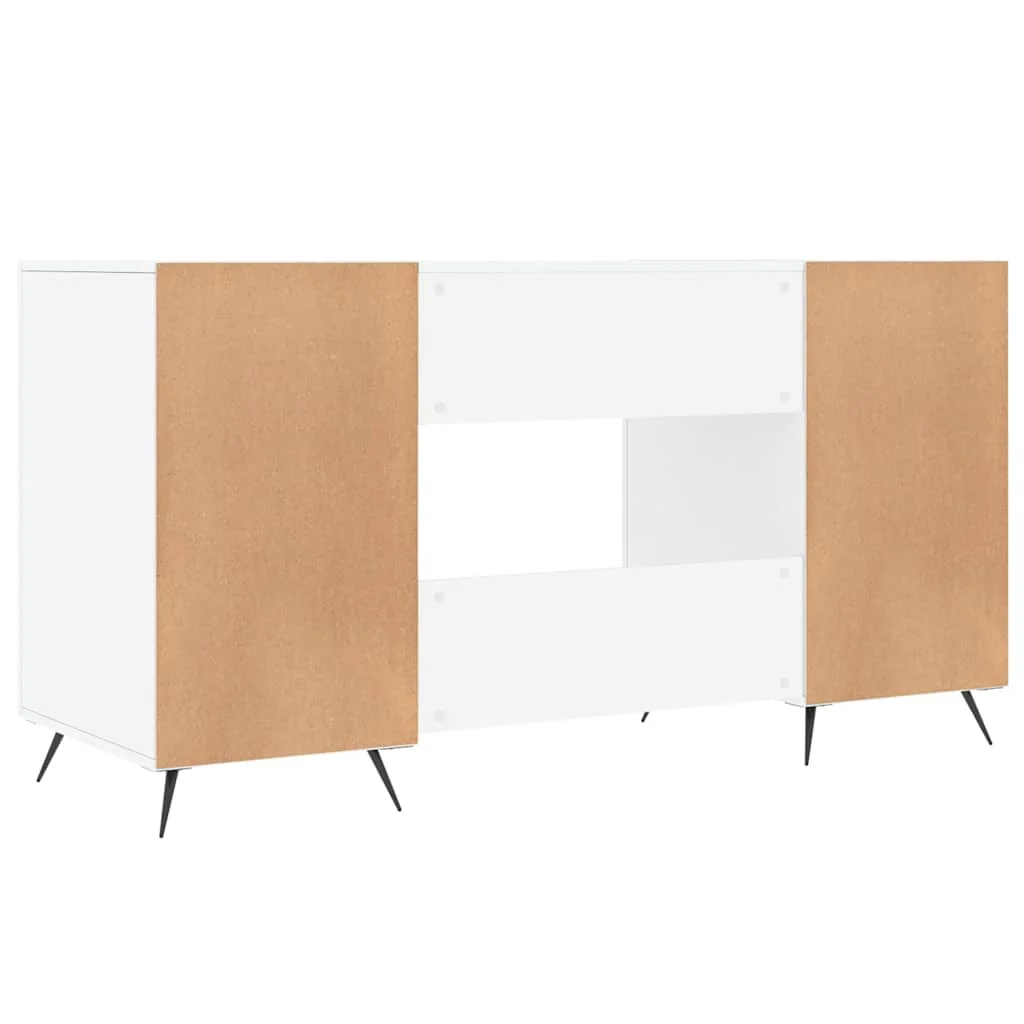 Bureau 140 x 50 x 75 cm blanc brillant bois d'ingénierie – modèle 2 – vue de dessus