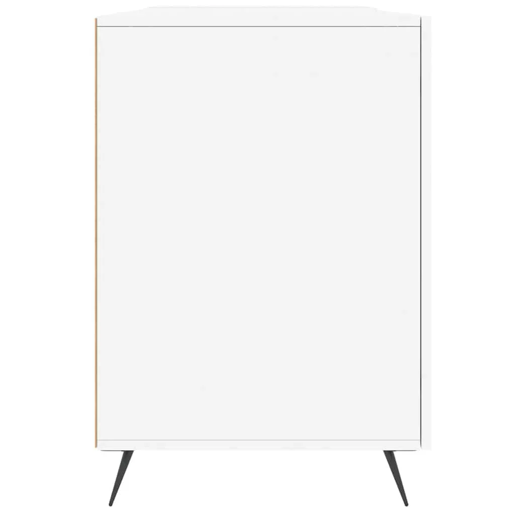 Bureau 140 x 50 x 75 cm blanc brillant bois d'ingénierie – modèle 2 – vue de dos