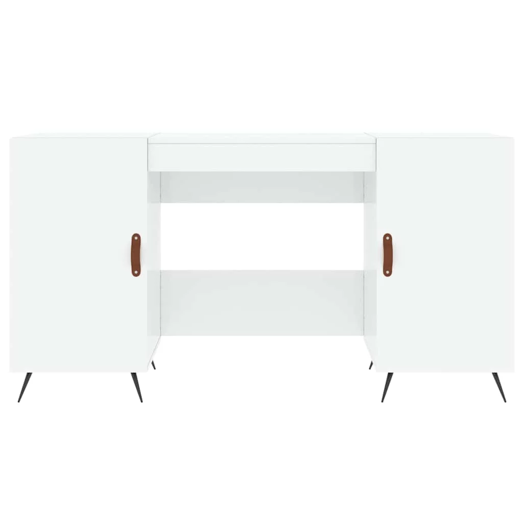Bureau 140 x 50 x 75 cm blanc brillant bois d'ingénierie – modèle 2 – vue en situation