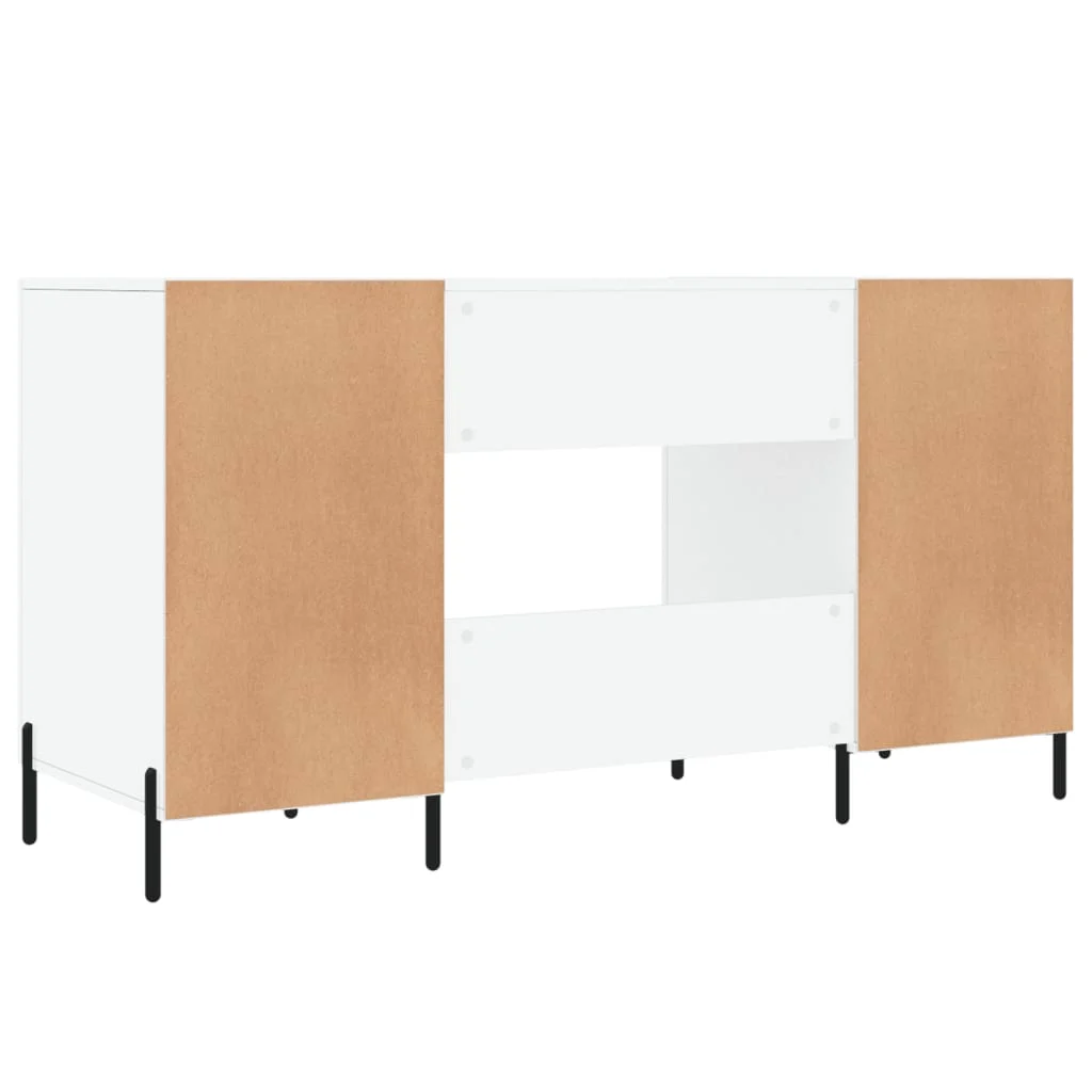 Bureau 140 x 50 x 75 cm blanc brillant bois d'ingénierie – modèle 4 – vue de dessus