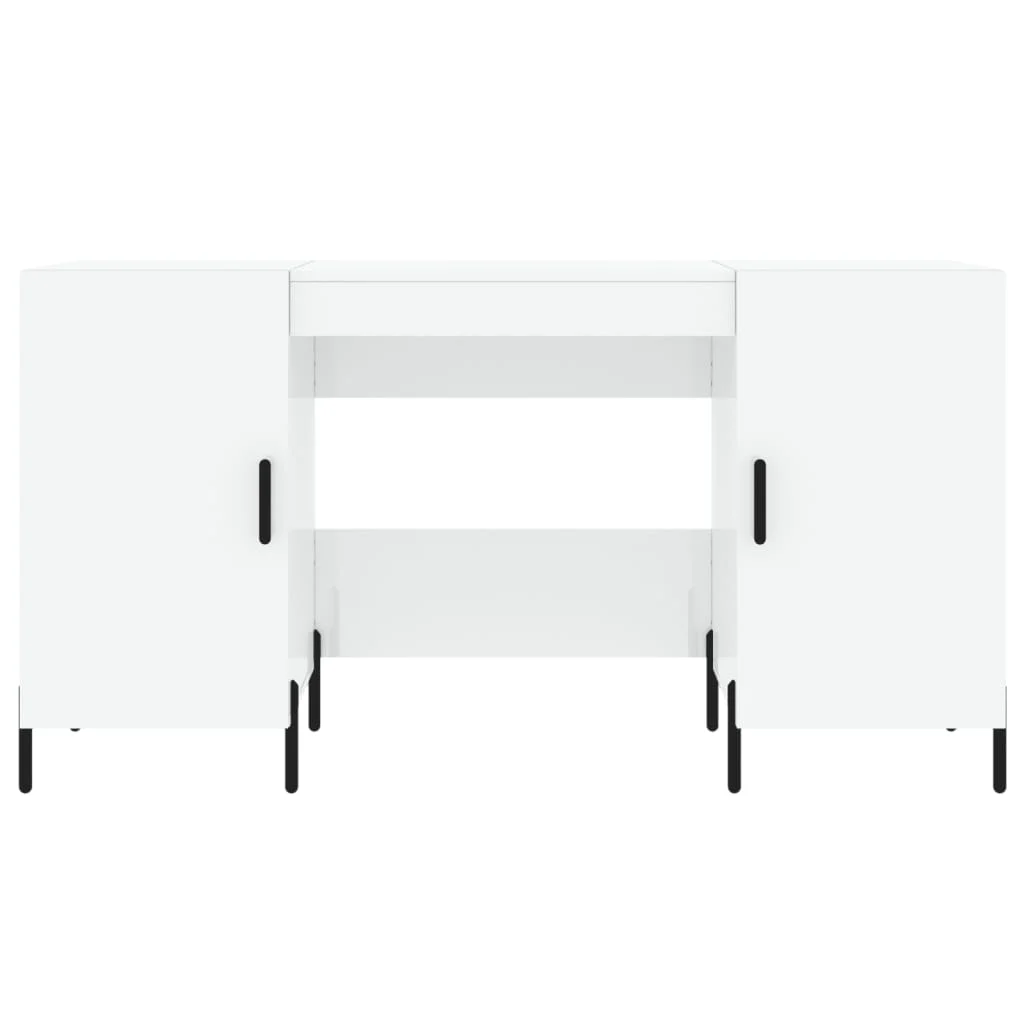 Bureau 140 x 50 x 75 cm blanc brillant bois d'ingénierie – modèle 4 – vue en situation