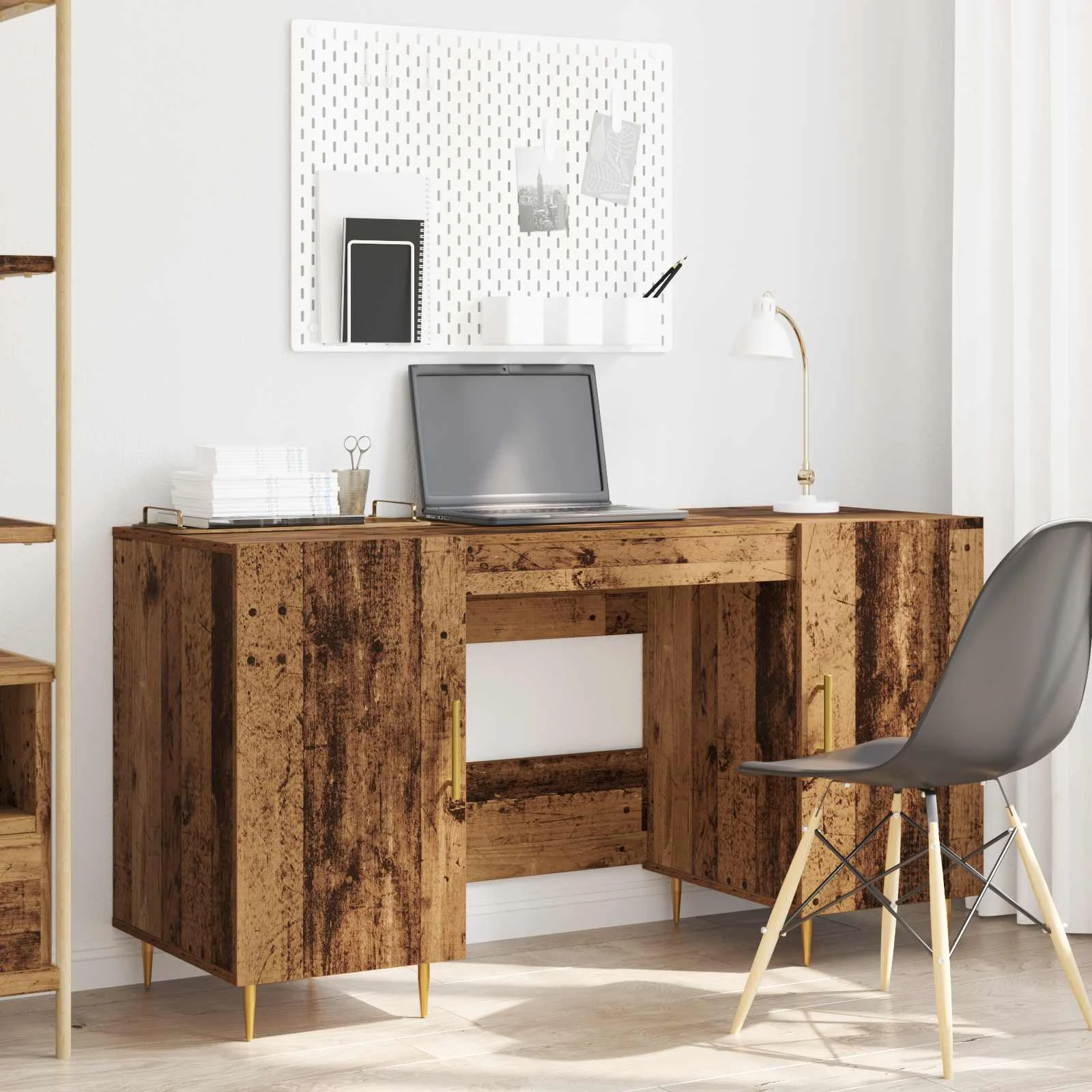 Bureau 140 x 50 x 75 cm bois ancien bois d'ingénierie – modèle 2 – vue en situation