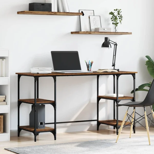 Bureau 140 x 50 x 75 cm bois ancien bois d'ingénierie – modèle 5 – vue d’ensemble