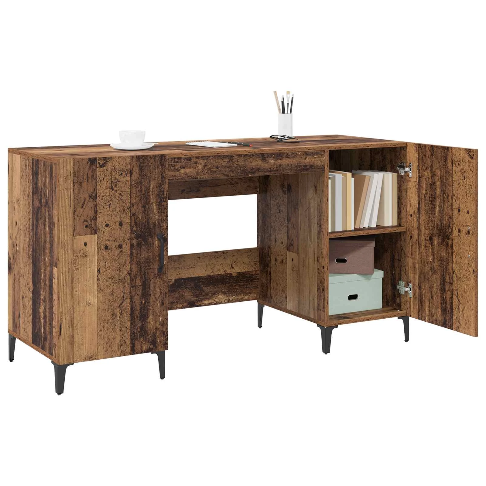Bureau 140 x 50 x 75 cm bois ancien bois d'ingénierie – modèle 6 – vue en situation