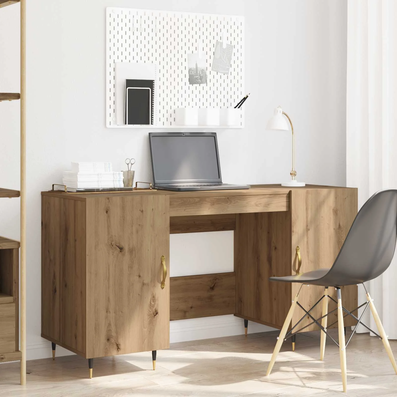 Bureau 140 x 50 x 75 cm chêne artisanal bois d'ingénierie – vue en situation