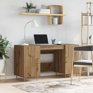 Bureau 140 x 50 x 75 cm chêne artisanal bois d'ingénierie – modèle 2 – vue d’ensemble