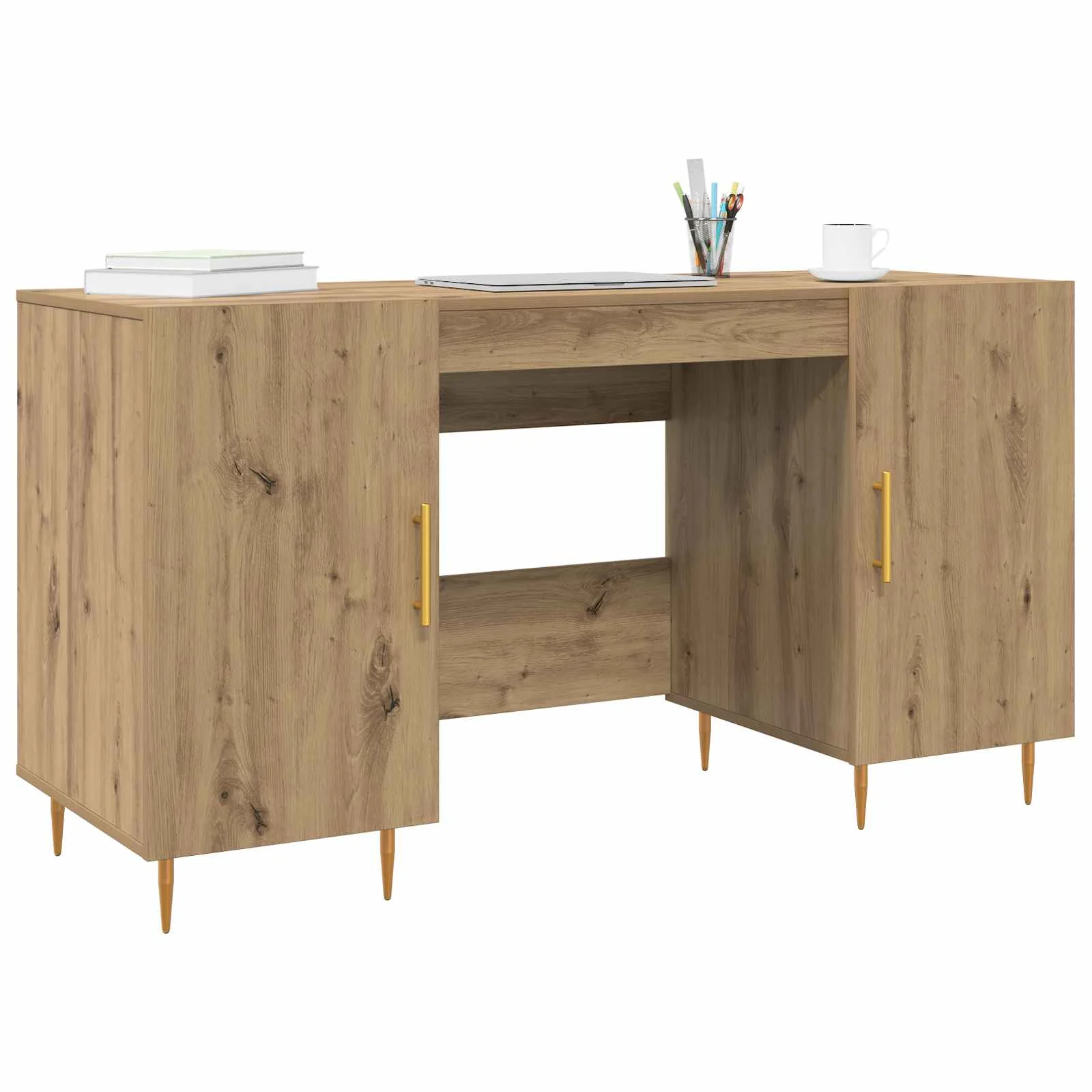 Bureau 140 x 50 x 75 cm chêne artisanal bois d'ingénierie – modèle 2 – vue de détail