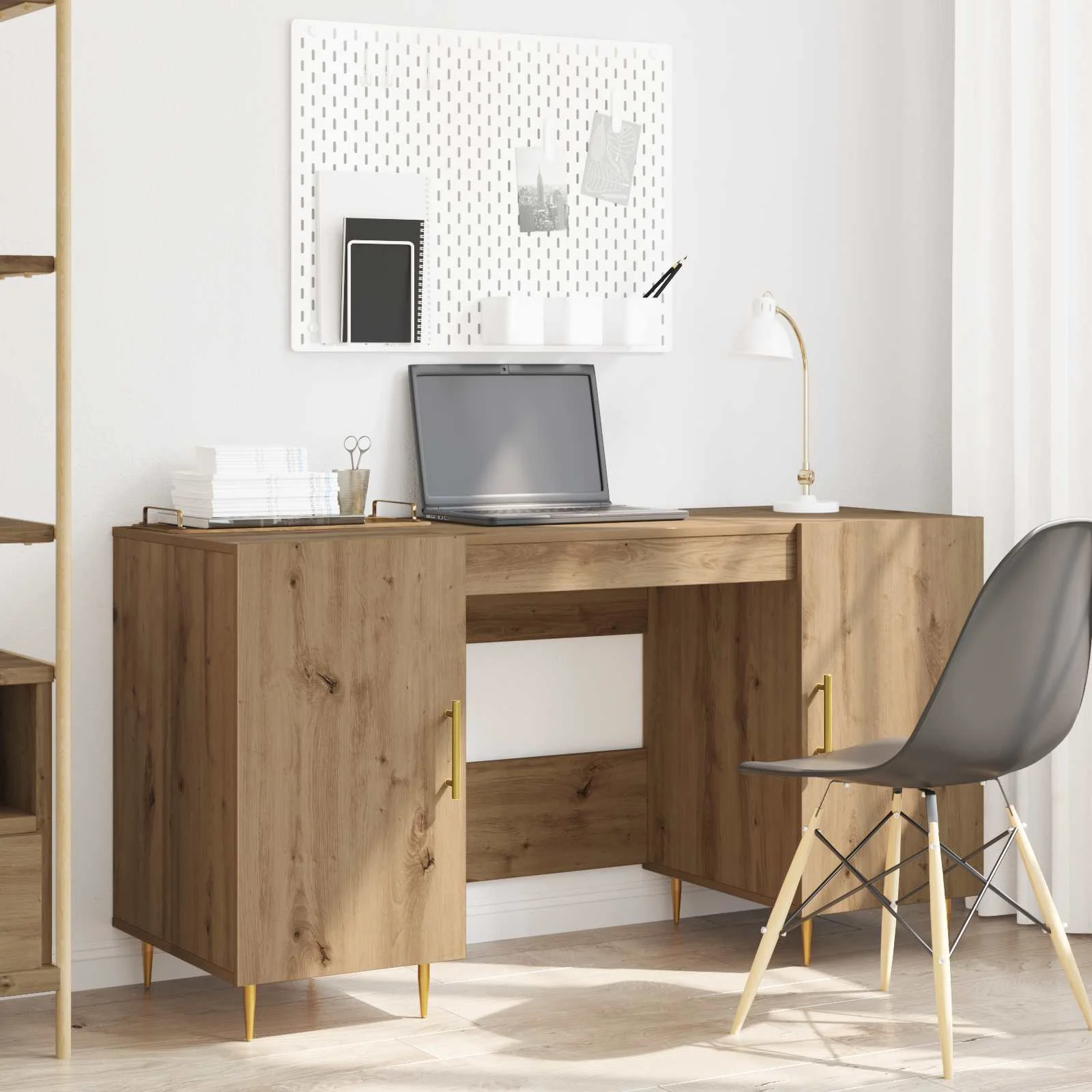 Bureau 140 x 50 x 75 cm chêne artisanal bois d'ingénierie – modèle 2 – vue en situation
