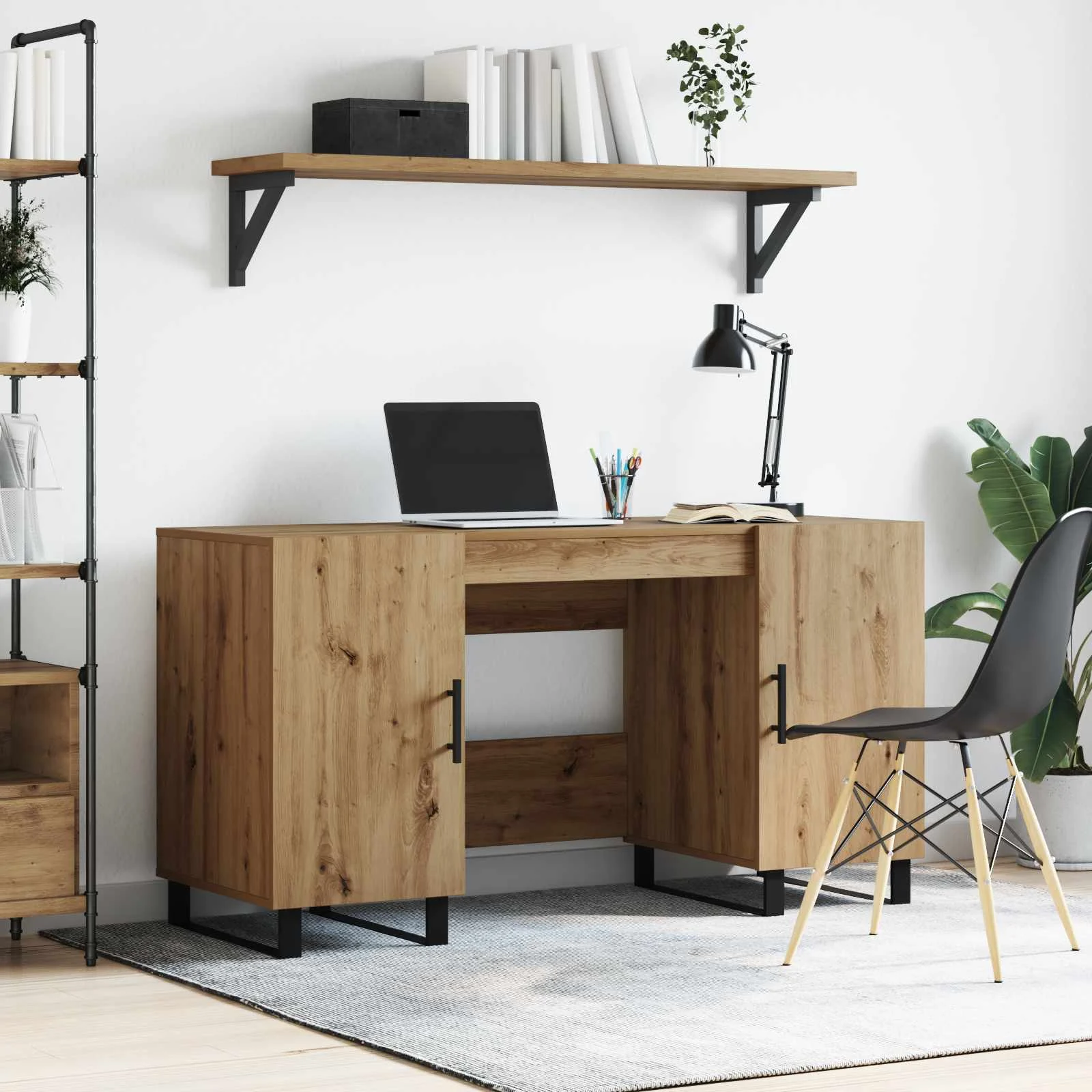Bureau 140 x 50 x 75 cm chêne artisanal bois d'ingénierie – modèle 3 – vue d’ensemble