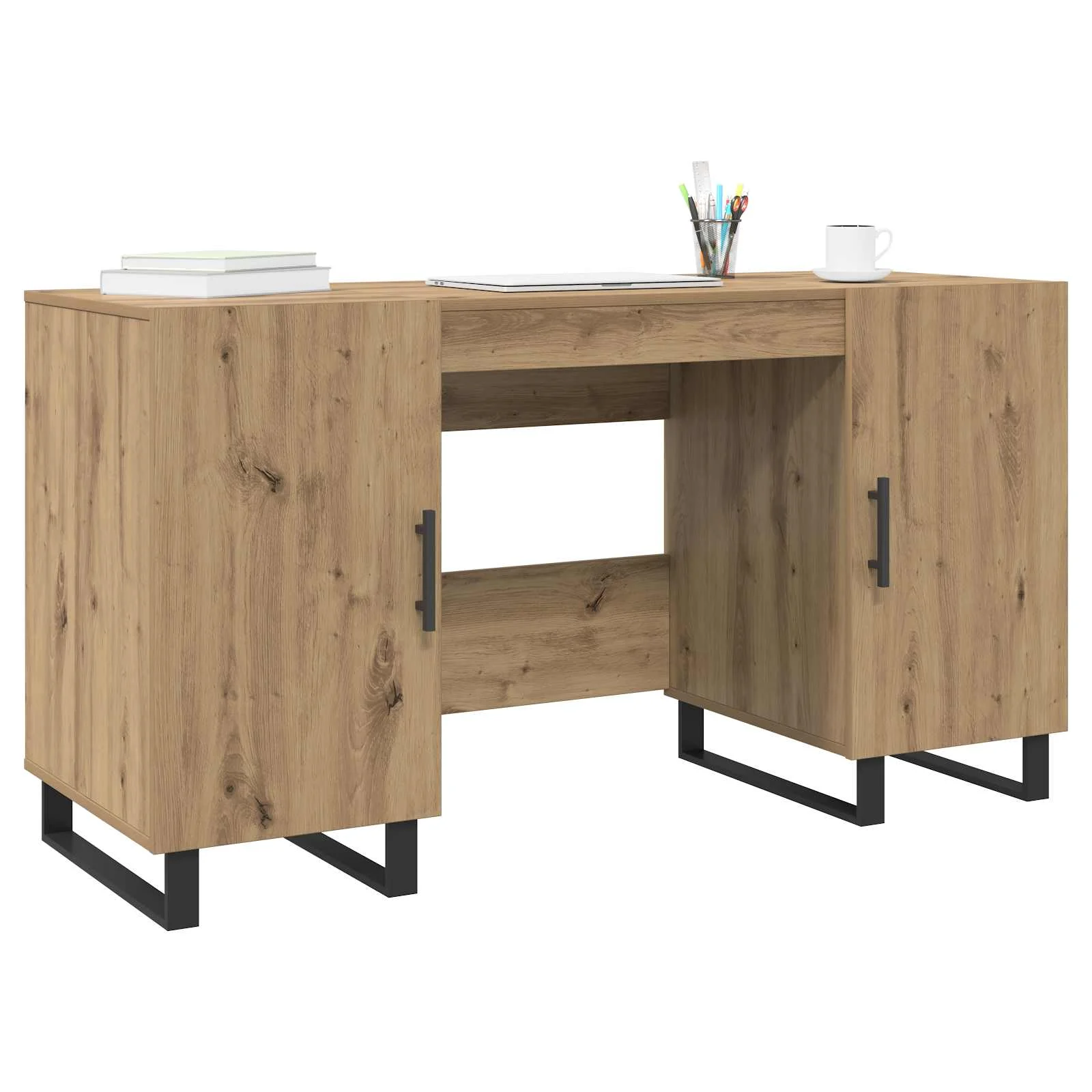 Bureau 140 x 50 x 75 cm chêne artisanal bois d'ingénierie – modèle 3 – vue de détail