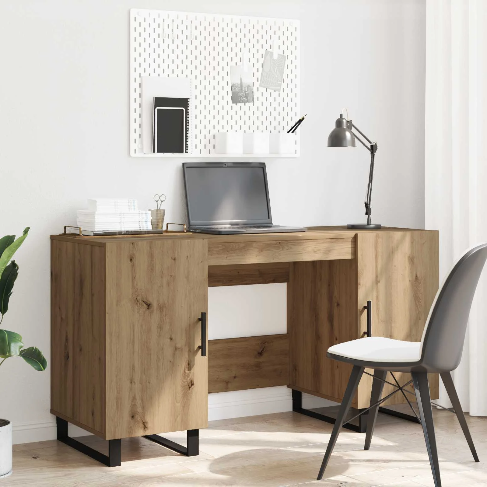 Bureau 140 x 50 x 75 cm chêne artisanal bois d'ingénierie – modèle 3 – vue en situation