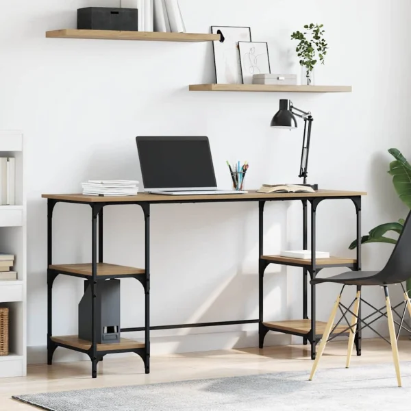 Bureau 140 x 50 x 75 cm chêne artisanal bois d'ingénierie – modèle 5 – vue d’ensemble