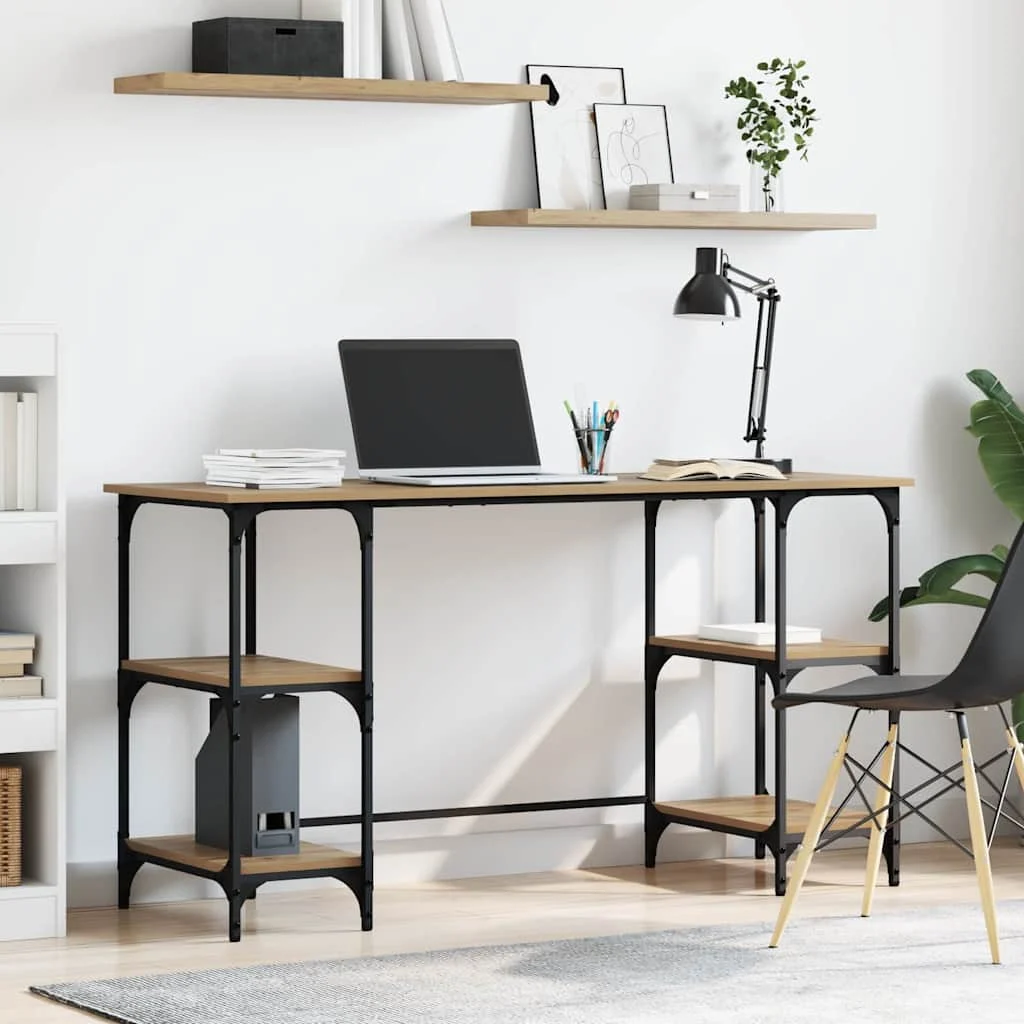 Bureau 140 x 50 x 75 cm chêne artisanal bois d'ingénierie – modèle 5 – vue d’ensemble