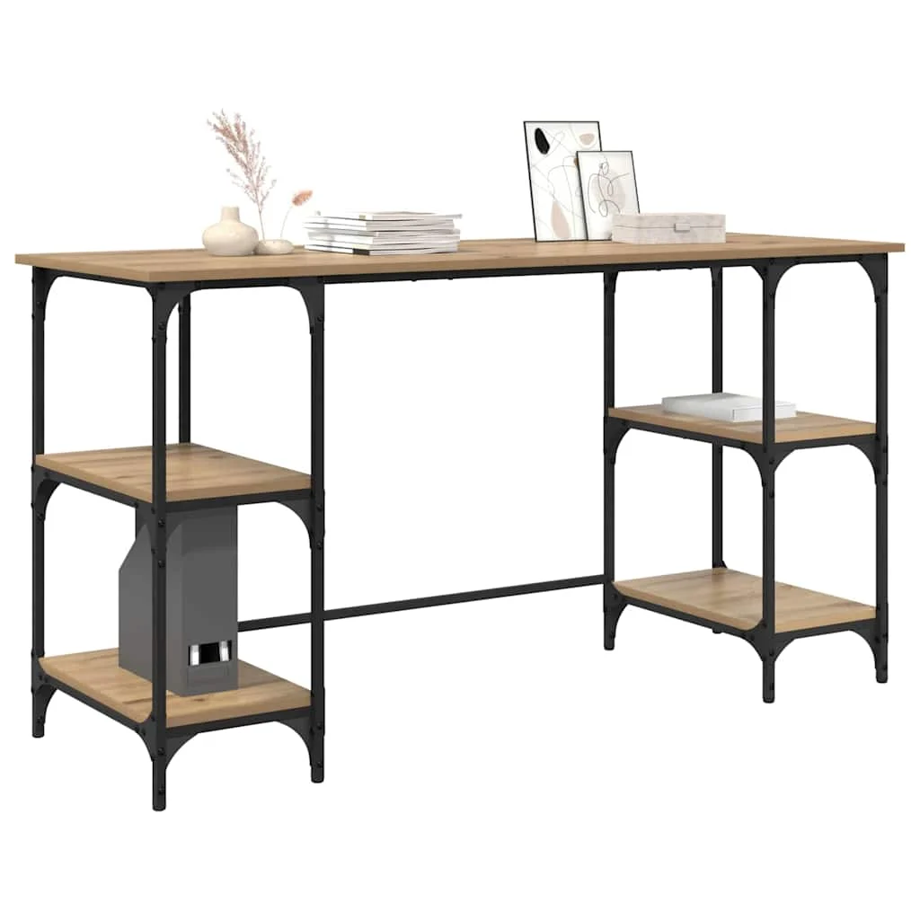 Bureau 140 x 50 x 75 cm chêne artisanal bois d'ingénierie – modèle 5 – vue de détail