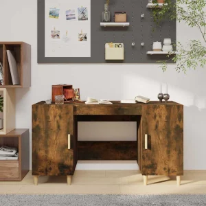 Bureau 140 x 50 x 75 cm chêne fumé bois d'ingénierie – vue d’ensemble